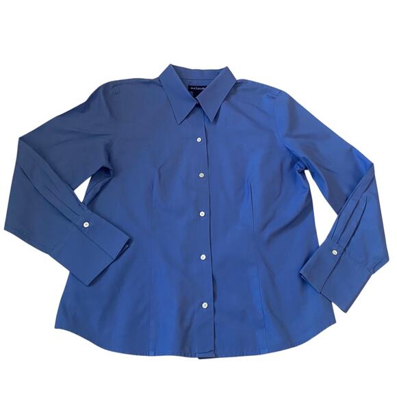 Ann Taylor Size 14 Blue Collared Button Down Long Sleeve Career Business Shirt - Picture 1 of 10